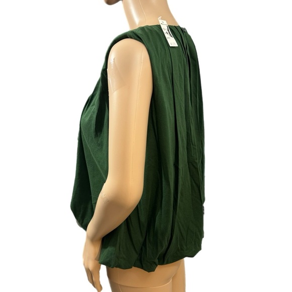 MADEWELL Sleeveless Crewneck Bubble Tank Top Sz XXS (Fits XS) Green Pleated New - Picture 8 of 13